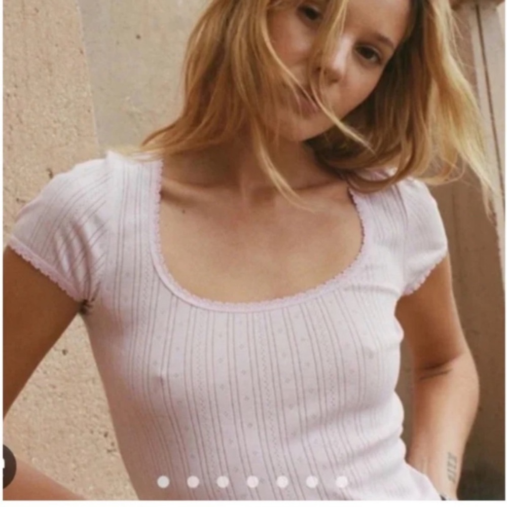 Doen Brigitte Top Pointelle Scoop NeckvWisteria S